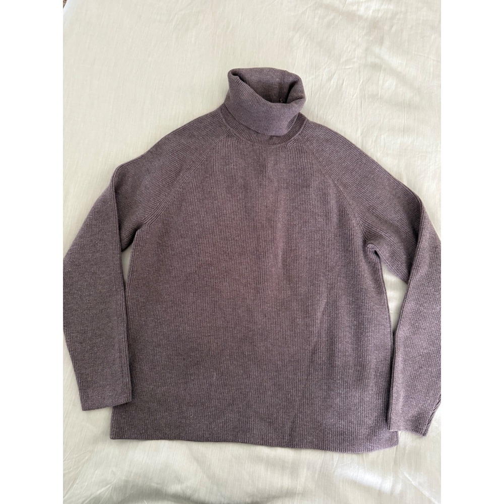 M&S Ribbed Turtleneck Sweater Women's‎ Medium Brown Knit Long Sleeve Pullover